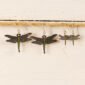 leather dragonfly earrings in two sized displayed hanging on twine
