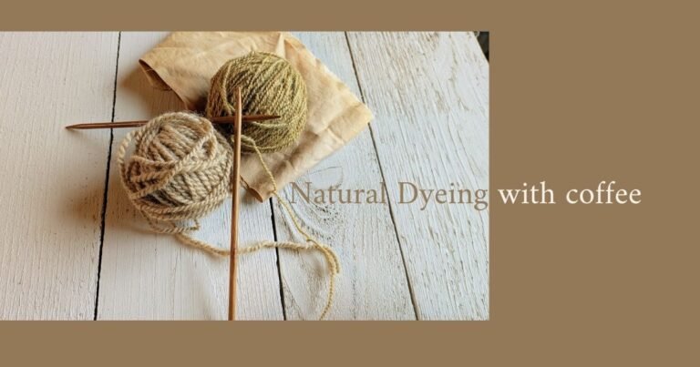 yarn balls and fabric dyed with coffee blog title