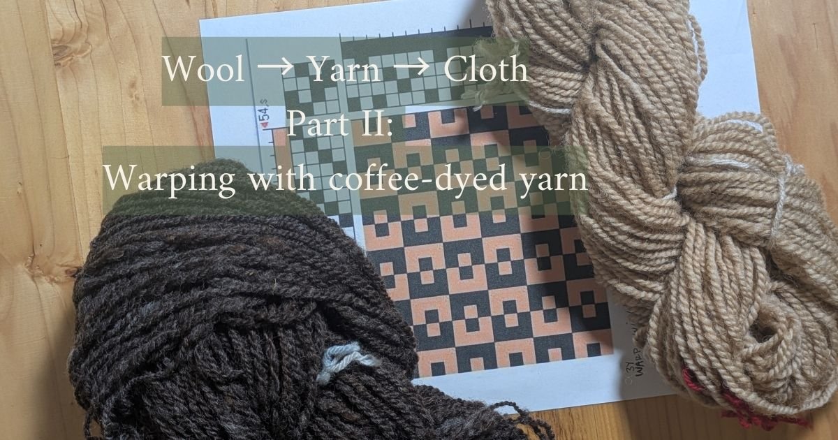 title card for wool-yarn-cloth series about warping with handspun yarn